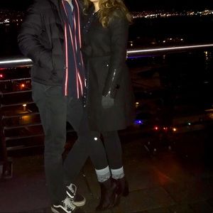 KENNETH COLE Black Wool Coat Belted